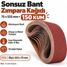 Nublado Sonsuz Bant 150 Kum Tank Palet Zımpara Kağıdı 75 x 533 mm (10 Adet)