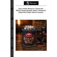 Terrien Kuru Kafa Motorcu Tasarımlı Metal Kupa Bardak Asker Hediyesi Dekoratif Obje Kahve Kupası