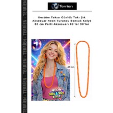 Terrien Kostüm Takısı Günlük Takı Şık Aksesuar Neon Turuncu Boncuk Kolye 80 cm Parti Aksesuarı 80’ler 90’lar