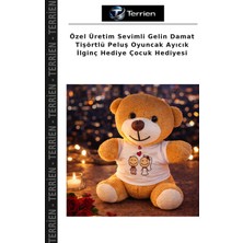 Terrien Özel Üretim Sevimli Gelin Damat Tişörtlü Peluş Oyuncak Ayıcık Ilginç Hediye Çocuk Hediyesi