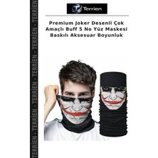 Terrien Premium Joker Desenli Çok Amaçlı Buff 5 No Yüz Maskesi Baskılı Aksesuar Boyunluk