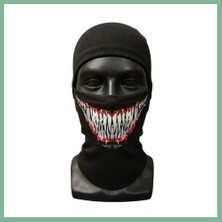 Bşk Virgo Unisex Tam Yüz Balaklava Diş Desenli Kışlık Maske Nefes Alan Esnek Kask Altı Boyunluk Yumuşak Viskoz BSK2026