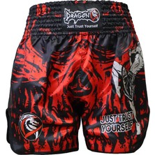 DragonDo MT3012 Red Skull Muaythai Şortu Dijital Baskılı Muay Thai Şortu