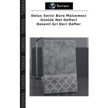 Terrien Delux Serisi Büro Malzemesi Günlük Not Defteri Desenli Gri Deri Defter