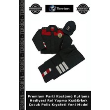 Terrien Premium Parti Kostümü Kutlama Hediyesi Rol Yapma Kız&erkek Çocuk Polis Kıyafeti Yeni Model