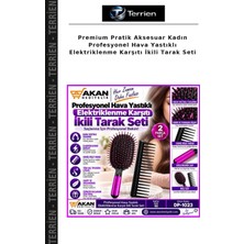 Terrien Premium Pratik Aksesuar Kadın Profesyonel Hava Yastıklı Elektriklenme Karşıtı Ikili Tarak Seti