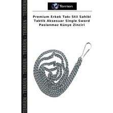 Terrien Premium Erkek Takı Stil Sahibi Taktik Aksesuar Single Sword Paslanmaz Künye Zinciri