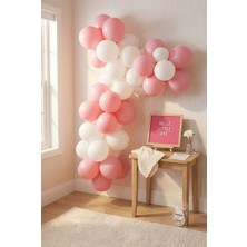Partixa Hastane Odası Süsleme Hoş Geldin Bebek Ilk Gün Classic Set Kız Pembe Keçe Yazı Panosu Standlı Pompa Balon Zincirli