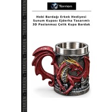 Terrien Hobi Bardağı Erkek Hediyesi Sunum Kupası Ejderha Tasarımlı 3D Paslanmaz Çelik Kupa Bardak