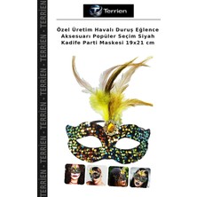 Terrien Özel Üretim Havalı Duruş Eğlence Aksesuarı Popüler Seçim Siyah Kadife Parti Maskesi 19X21 cm