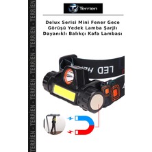Terrien Delux Serisi Mini Fener Gece Görüşü Yedek Lamba Şarjlı Dayanıklı Balıkçı Kafa Lambası