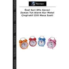 Terrien Özel Seri Ofis Gereci Zaman Tut Alarm Kur Metal Çingirakli Zilli Masa Saati