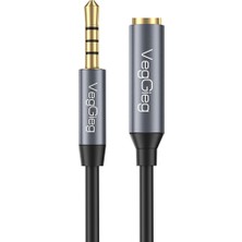 Veggieg 3.5mm Trss Aux Kulaklık Mikrofon Ses Uzatma Kablosu 2 Metre