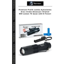 Terrien Premium Pratik Lamba Aydınlatma Aracı Araba Aksesuarı Orijinal 800 Lümen T6 Şarjlı LED El Feneri