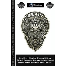 Terrien Özel Seri Meslek Simgesi Görev Objesi Personel Detayı Single Sword Metal Bekçi Arması - Bekçi Rozeti