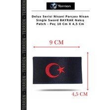 Terrien Delux Serisi Nisani Parçası Nisan Single Sword Bayrak Nakış Patch - Peç 10 cm x 4,5 cm