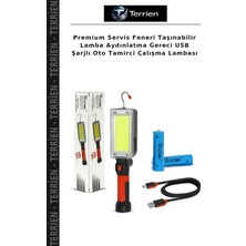 Terrien Premium Servis Feneri Taşınabilir Lamba Aydınlatma Gereci USB Şarjlı Oto Tamirci Çalışma Lambası