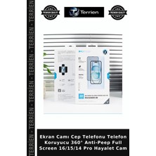 Terrien Ekran Camı Cep Telefonu Telefon Koruyucu 360° Anti-Peep Full Screen 16/15/14 Pro Hayalet Cam