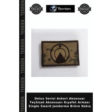 Terrien Delux Serisi Askeri Aksesuar Teçhizat Aksesuarı Kıyafet Arması Single Sword Jandarma Bröve Nakış