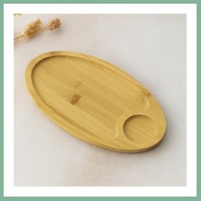 Bşk Virgo Bambu Oval 2 Bölmeli Mini Servis Tepsisi 25X14X1.4 cm BSK2026