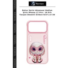Terrien Delux Serisi Aksesuar Hediye Şirin iPhone 17 Pro / 18 Pro Tavşan Desenli Silikon Kılıf 2.0 3D