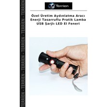 Terrien Özel Üretim Aydınlatma Aracı Enerji Tasarruflu Pratik Lamba USB Şarjlı LED El Feneri