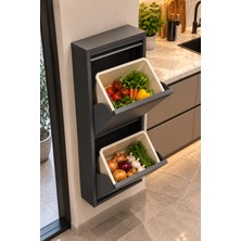 Koçak Home Antrasit 2 Bölmeli Metal Patates Soğan Dolabı, Duvara Monte Sebzelik ve Çok Amaçlı Mutfak Erzak Dolabı