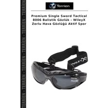 Terrien Premium Single Sword Tactical 8006 Balistik Gözlük - Wileyx Zorlu Hava Gözlüğü Aktif Spor