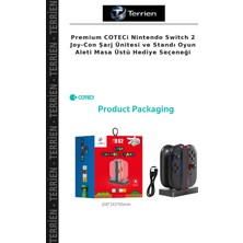 Terrien Premium Coteci Nintendo Switch 2 Joy-Con Şarj Ünitesi ve Standı Oyun Aleti Masa Üstü Hediye Seçeneği