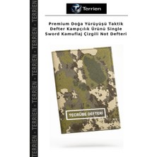 Terrien Premium Doğa Yürüyüşü Taktik Defter Kampçılık Ürünü Single Sword Kamuflaj Çizgili Not Defteri
