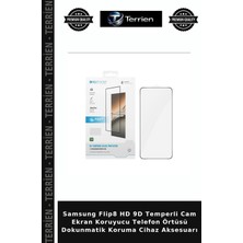 Terrien Samsung Flip8 Hd 9d Temperli Cam Ekran Koruyucu Telefon Örtüsü Dokunmatik Koruma Cihaz Aksesuarı