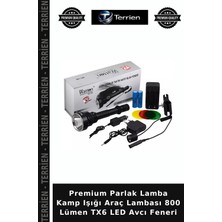 Terrien Premium Parlak Lamba Kamp Işığı Araç Lambası 800 Lümen Tx6 LED Avcı Feneri