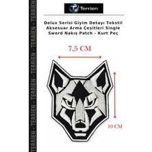 Terrien Delux Serisi Giyim Detayı Tekstil Aksesuar Arma Çeşitleri Single Sword Nakış Patch - Kurt Peç