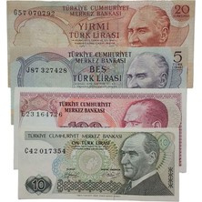 Generic 6. Emisyon 7. Emisyon 4 Adet Eski Kağıt Para. Para Koleksiyonu.