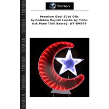Terrien Premium Okul Süsü Ofis Aydınlatma Bayrak Lamba Ay Yıldız Işık Pano Türk Bayrağı WT-BM079