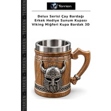 Terrien Delux Serisi Çay Bardağı Erkek Hediye Sunum Kupası Viking Miğferi Kupa Bardak 3D