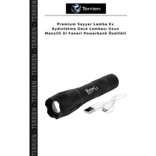 Terrien Premium Seyyar Lamba Ev Aydınlatma Gece Lambası Uzun Menzilli El Feneri Powerbank Özellikli