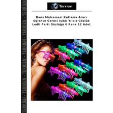 Terrien Dans Malzemesi Kutlama Aracı Eğlence Gereci Işıklı Yıldız Gözlük Ledli Parti Gözlüğü 6 Renk 12 Adet