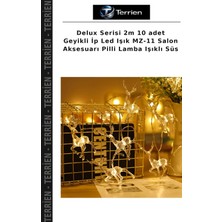 Terrien Delux Serisi 2m 10 Adet Geyikli Ip LED Işık Mz-11 Salon Aksesuarı Pilli Lamba Işıklı Süs