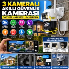 Luxlab 3 Kameralı Kablolu Akıllı Güvenlik Kamerası – 360° Ptz Hareketli, Çift Antenli, Wifi Ip, Gece Görüşlü Dış Mekan Kamera