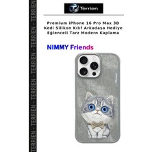 Terrien Premium iPhone 16 Pro Max 3D Kedi Silikon Kılıf Arkadaşa Hediye Eğlenceli Tarz Modern Kaplama