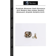 Terrien Premium Aksesuar Çeşit Koruyucu Kılıf Modern Kap Leopar Desenli Aksesuarlı Airpods Kulaklık Kılıfı