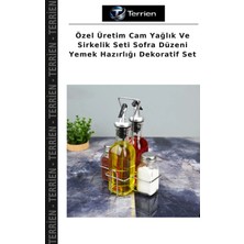 Terrien Özel Üretim Cam Yağlık ve Sirkelik Seti Sofra Düzeni Yemek Hazırlığı Dekoratif Set