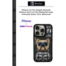 Terrien iPhone 15 Pro Köpek Desenli Silikon Kılıf 2.0 3D Hediyelik Eşya Yumuşak Doku Tarz Aksesuar
