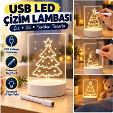 Svoria Store USB Kablolu Işıklı Kendiliğinden Beyaz Kalemli-Silgili Kreatif 3D Görselleştirme LED Lambası