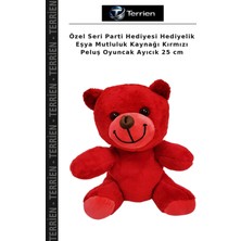 Terrien Özel Seri Parti Hediyesi Hediyelik Eşya Mutluluk Kaynağı Kırmızı Peluş Oyuncak Ayıcık 25 cm