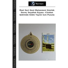 Terrien Özel Seri Gezi Malzemesi Günlük Gereç Seyahat Eşyası -Cüzdan Şeklinde Kıble Tayini Için Pusula