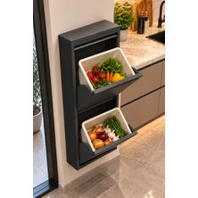 Koçak Home Siyah 2 Bölmeli Metal Patates Soğan Dolabı, Duvara Monte Sebzelik ve Çok Amaçlı Mutfak Erzak Dolabı