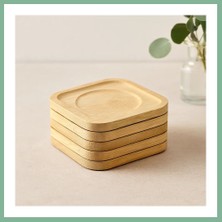 Bşk Virgo Bambu Ahşap Kare Çay Tabağı 9.7x9.7 cm - 6'lı Set BSK2026