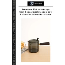 Terrien Premium 550 ml Akasya Cam Cezve Sıcak Içecek Çay Ekipmanı Kahve Hazırlama